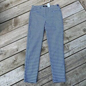 Robell Ankle Trousers Bella 09 Navy blue and White Ikat size US 4 EU 34